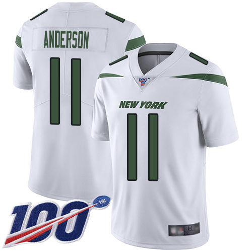 New York Jets #11 Robby Anderson White Men's Stitched 100th Season Vapor Limited Jersey Men's
