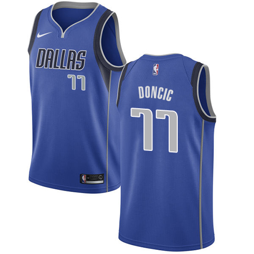 Dallas Mavericks #77 Luka Doncic Royal Swingman Icon Edition Jersey Mens