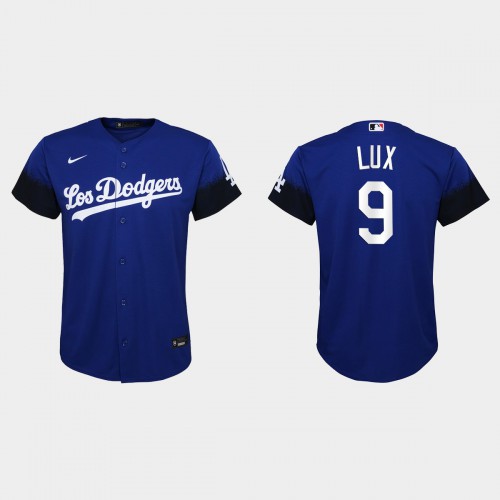 Los Angeles Los Angeles Dodgers #9 Gavin Lux Youth 2021 City Connect Jersey Royal Youth