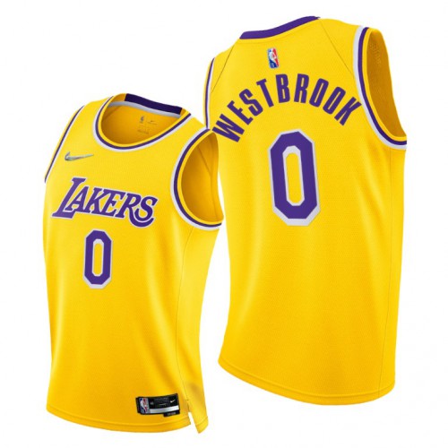 Los Angeles Lakers #0 Russell Westbrook Womens 2021-22 75th Diamond Anniversary Jersey Gold Womens