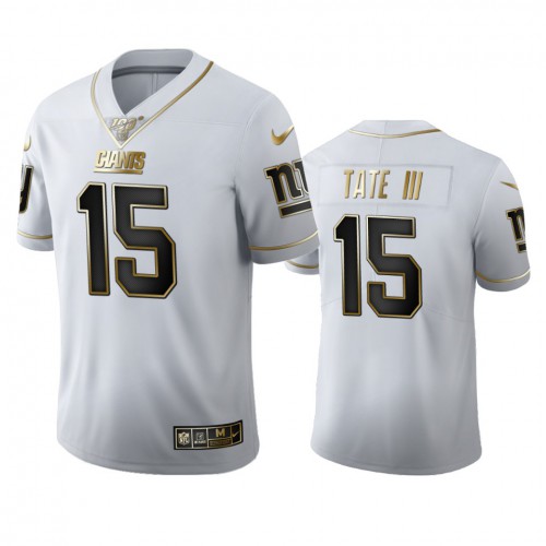 New York New York Giants #15 Golden Tate III Men's White Golden Edition Vapor Limited 100 Jersey Men's