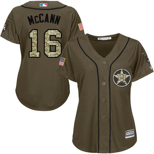 Houston Astros #16 Brian McCann Green Salute to Service Women's Stitched Jersey Womens