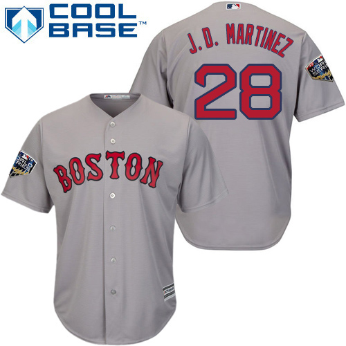 Boston Red Sox #28 J. D. Martinez Grey Cool Base 2018 World Series Stitched Youth Jersey Youth