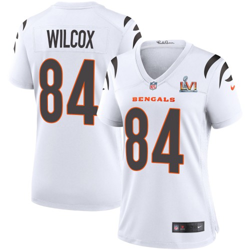Cincinnati Cincinnati Bengals #84 Mitchell Wilcox White Super Bowl LVI Patch Women's Game Jersey Womens