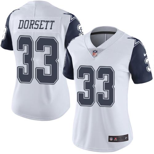 Cowboys #33 Tony Dorsett White Women's Stitched Limited Rush Jersey