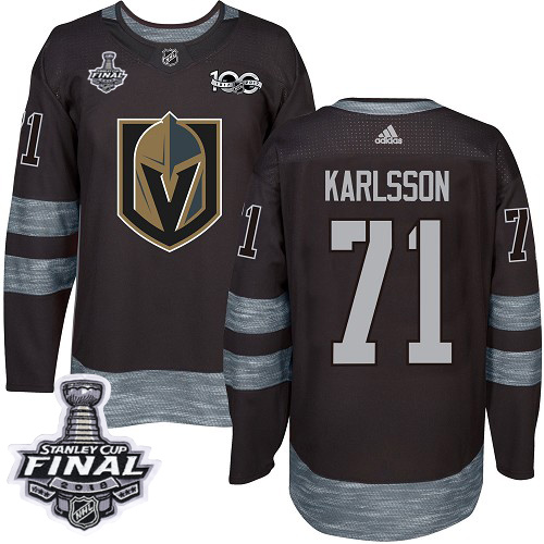 Adidas Golden Vegas Golden Knights #71 William Karlsson Black 1917-2017 100th Anniversary 2018 Stanley Cup Final Stitched Jersey Men's