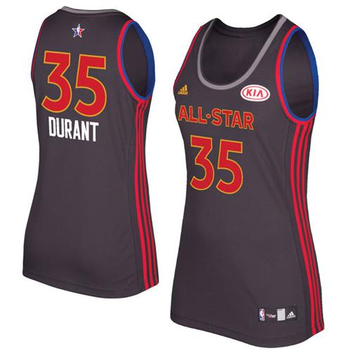Golden State Warriors #35 Kevin Durant Charcoal 2017 All-Star Womens Stitched Jersey Womens