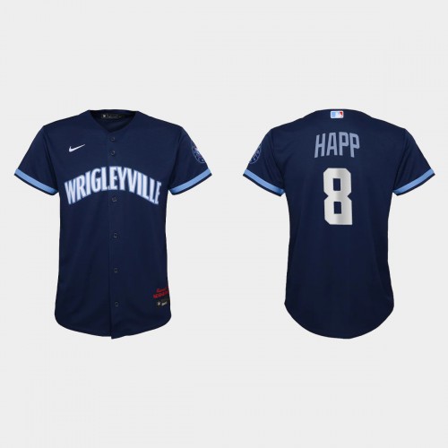 Chicago Chicago Cubs #8 Ian Happ Youth 2021 City Connect Navy Jersey Youth