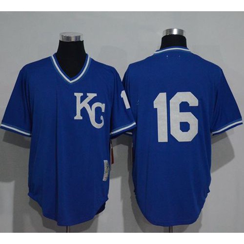 Mitchell And Ness 1989 Kansas City Royals #16 Bo Jackson Blue Throwback Stitched Jersey Men's