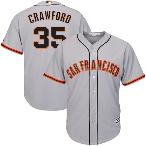 San Francisco Giants #35 Brandon Crawford Grey Road Cool Base Stitched Youth Jersey Youth