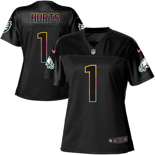 Eagles #1 Jalen Hurts Black Women's Fashion Game Jersey