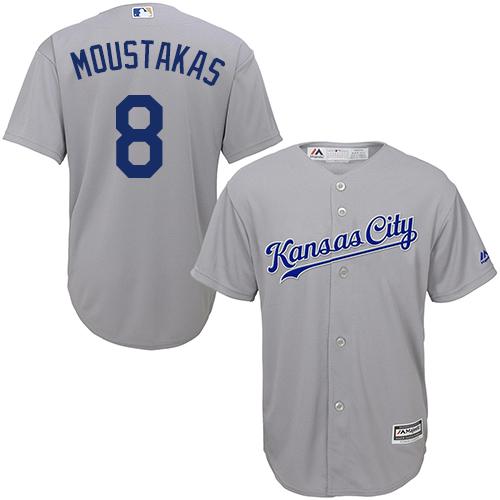 Kansas City Royals #8 Mike Moustakas Grey Cool Base Stitched Youth Jersey Youth
