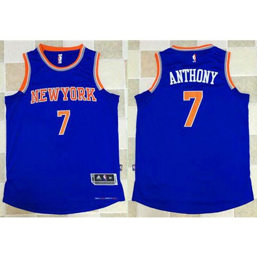 New York Knicks #7 Carmelo Anthony Blue Revolution 30 Stitched Jersey Mens
