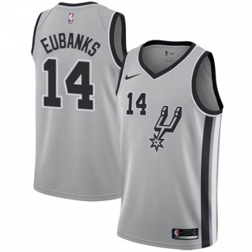 San Antonio Spurs #14 Drew Eubanks Silver Swingman Statement Edition Jersey Mens