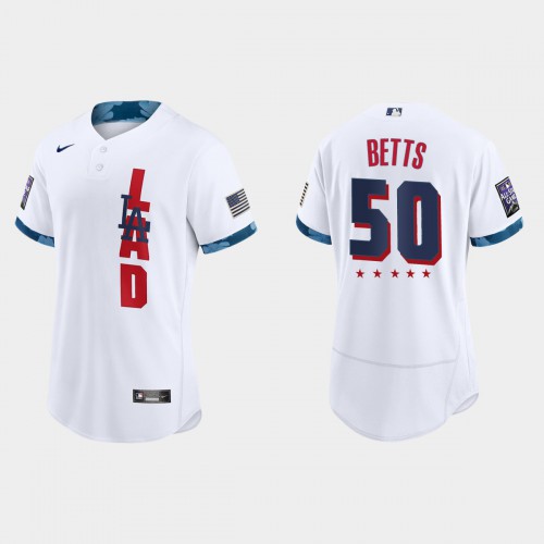 Los Angeles Los Angeles Dodgers #50 Mookie Betts 2021 All Star Game Authentic White Jersey Men's