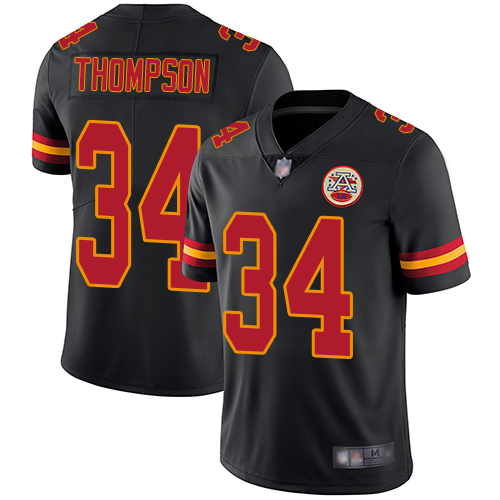 Kansas City Chiefs #34 Darwin Thompson Black Men's Stitched Limited Rush Jersey Men's