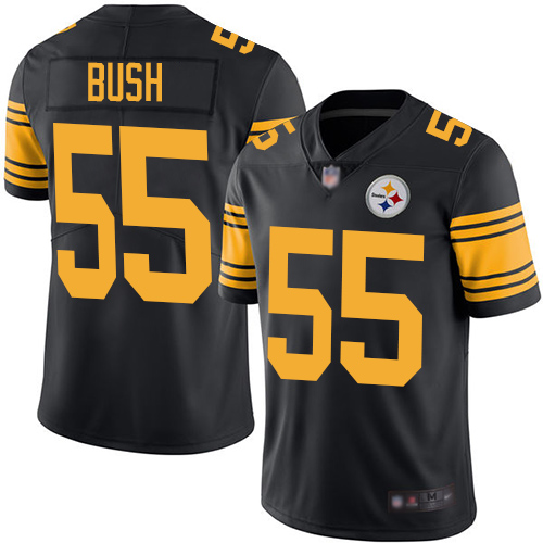 Pittsburgh Steelers #55 Devin Bush Black Youth Stitched Limited Rush Jersey Youth