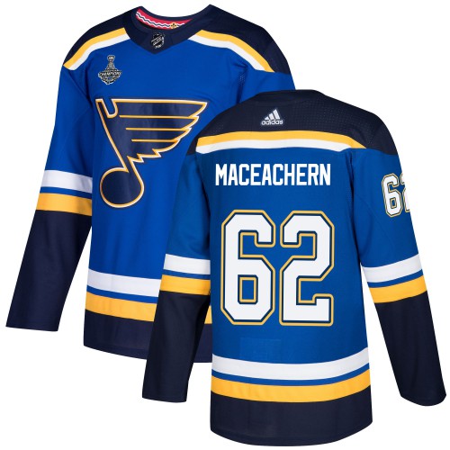 Adidas St. Louis Blues #62 Mackenzie MacEachern Blue Home Authentic 2019 Stanley Cup Champions Stitched Jersey Men's