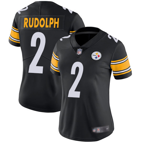 Pittsburgh Steelers #2 Mason Rudolph Black Team Color Women's Stitched Vapor Untouchable Limited Jersey Womens