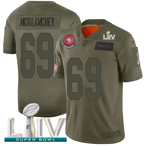 San Francisco 49ers #69 Mike McGlinchey Camo Super Bowl LIV 2020 Men's Stitched Limited 2019 Salute To Service Jersey Men's