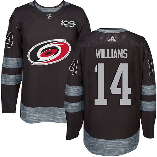 Adidas Carolina Hurricanes #14 Justin Williams Black 1917-2017 100th Anniversary Stitched Jersey Men's