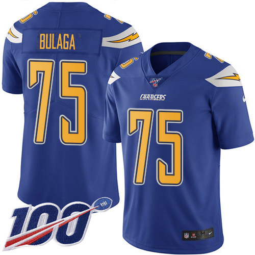 Los Angeles Chargers #75 Bryan Bulaga Electric Blue Men's Stitched Limited Rush 100th Season Jersey Men's