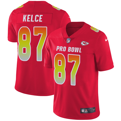 Chiefs #87 Travis Kelce Red Youth Stitched Limited AFC 2018 Pro Bowl Jersey