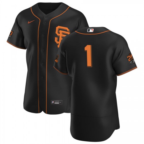 San Francisco San Francisco Giants #1 Mauricio Dubon Men's Black Alternate 2020 Authentic 20 at 24 Patch Player Jersey Men's