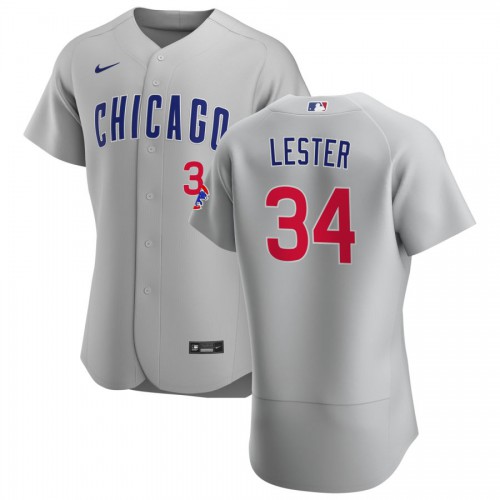 Chicago Chicago Cubs #34 Jon Lester Men's Gray Road 2020 Authentic Team Jersey Men's