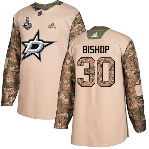 Adidas Dallas Stars #30 Ben Bishop Camo Authentic 2017 Veterans Day Youth 2020 Stanley Cup Final Stitched Jersey Youth