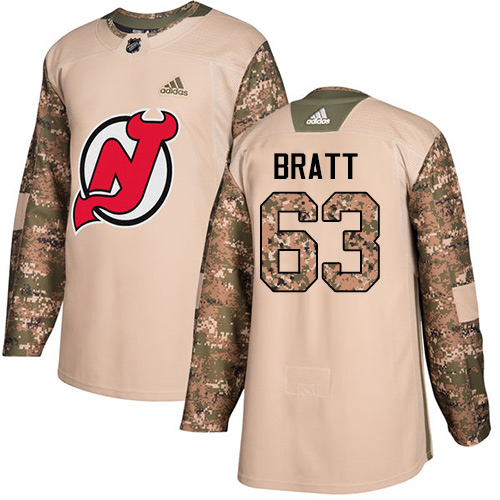 Adidas New Jersey Devils #63 Jesper Bratt Camo Authentic 2017 Veterans Day Stitched Youth Jersey Youth