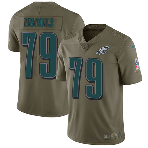 Philadelphia Eagles #79 Brandon Brooks Olive Men's Stitched Limited 2017 Salute To Service Jersey Men's