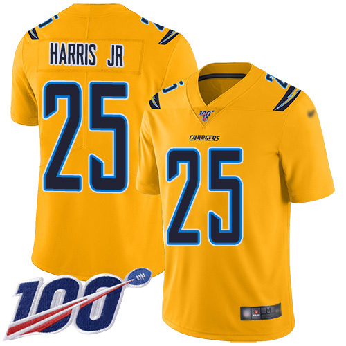 Los Angeles Chargers #25 Chris Harris Jr Gold Youth Stitched Limited Inverted Legend 100th Season Jersey Youth