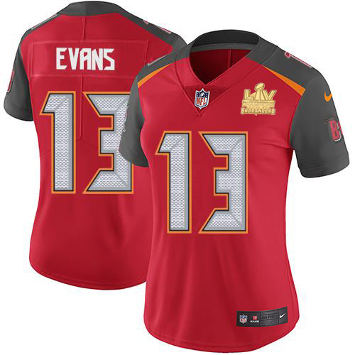 Buccaneers #13 Mike Evans Red Team Color Women's Super Bowl LV Champions Patch Stitched Vapor Untouchable Limited Jersey