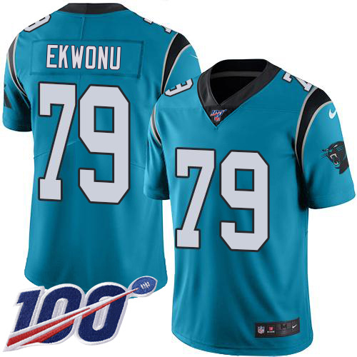 Panthers #79 Ikem Ekwonu Blue Alternate Men's Stitched 100th Season Vapor Untouchable Limited Jersey