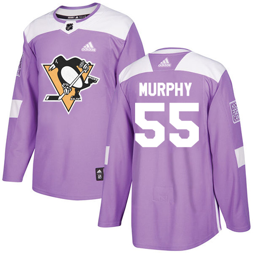 Adidas Pittsburgh Penguins #55 Larry Murphy Purple Authentic Fights Cancer Stitched Jersey Men's