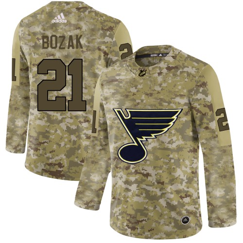 Adidas St. Louis Blues #21 Tyler Bozak Camo Authentic Stitched Jersey Men's