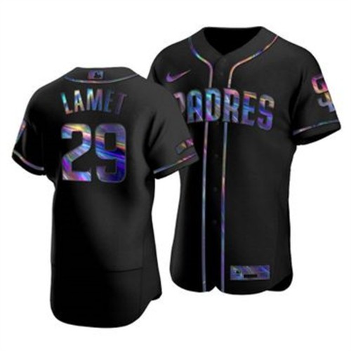 San Diego San Diego Padres #29 Dinelson Lamet Men's Iridescent Holographic Collection Jersey - Black Men's