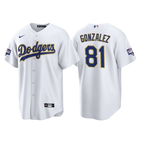 Los Angeles Los Angeles Dodgers #81 Victor Gonzalez Men's 2021 Gold Program World Series Champions Jersey Whtie Men's