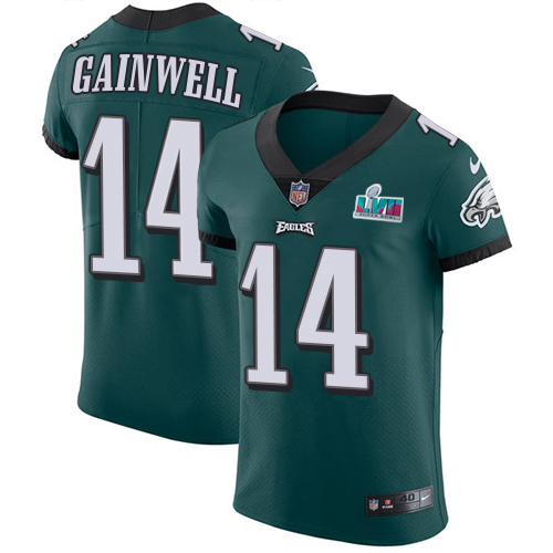 Eagles #14 Kenneth Gainwell Green Team Color Super Bowl LVII Patch Men's Stitched Vapor Untouchable Elite Jersey