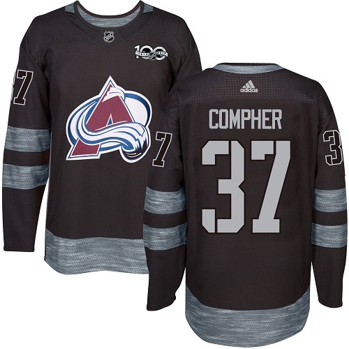 Adidas Colorado Avalanche #37 J.T. Compher Black 1917-2017 100th Anniversary Stitched Jersey Men's