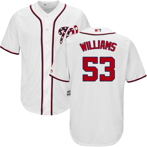 Washington Nationals #53 Austen Williams White New Cool Base Stitched Youth Jersey Youth