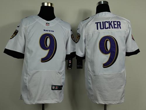 Ravens #9 Justin Tucker White Men's Stitched New Elite Jersey