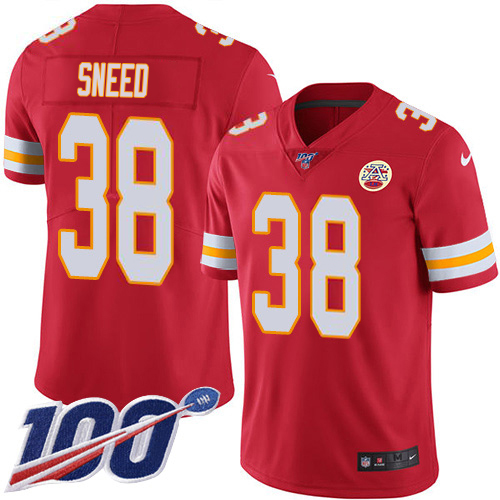 Chiefs #38 L'Jarius Sneed Red Team Color Men's Stitched 100th Season Vapor Limited Jersey