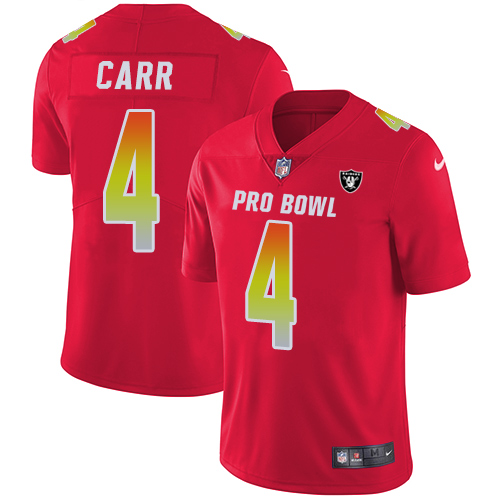 Raiders #4 Derek Carr Red Youth Stitched Limited AFC 2018 Pro Bowl Jersey