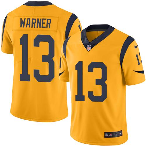 Los Angeles Rams #13 Kurt Warner Gold Men's Stitched Limited Rush Jersey Men's
