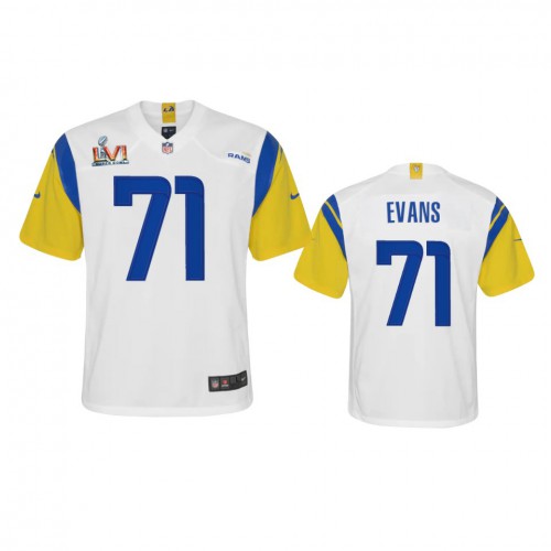 Los Angeles Los Angeles Rams #71 Bobby Evans Youth Super Bowl LVI Patch Alternate Game Jersey - White Youth