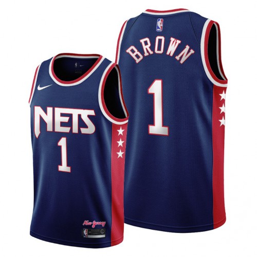 Brooklyn Brooklyn Nets #1 Bruce Brown Womens 2021-22 City Edition Throwback 90s Wordmark Navy Jersey Womens