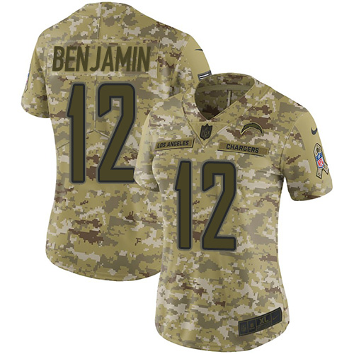Los Angeles Chargers #12 Travis Benjamin Camo Women's Stitched Limited 2018 Salute to Service Jersey Womens