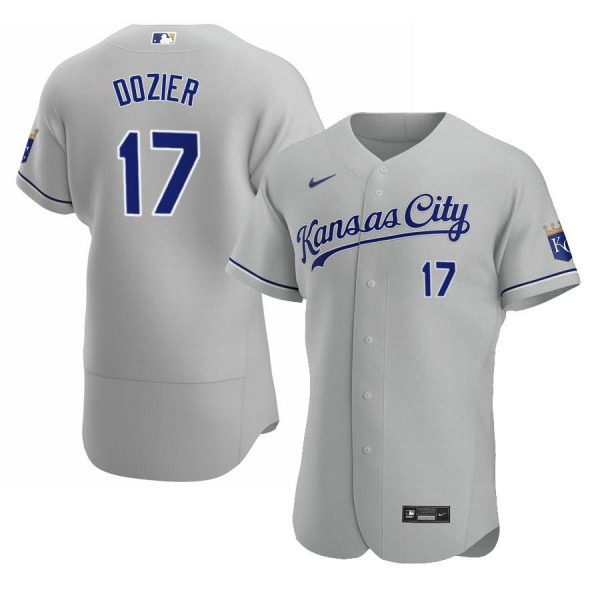 Men's Kansas City Royals 17 Authentic 2020 Road Gray Hunter Dozier Jersey